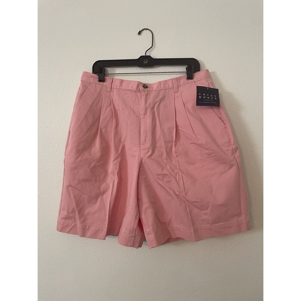 VTG Crazy Horse Women Shorts 16 Pink High Waist Trendy Pleated Front Mom Style